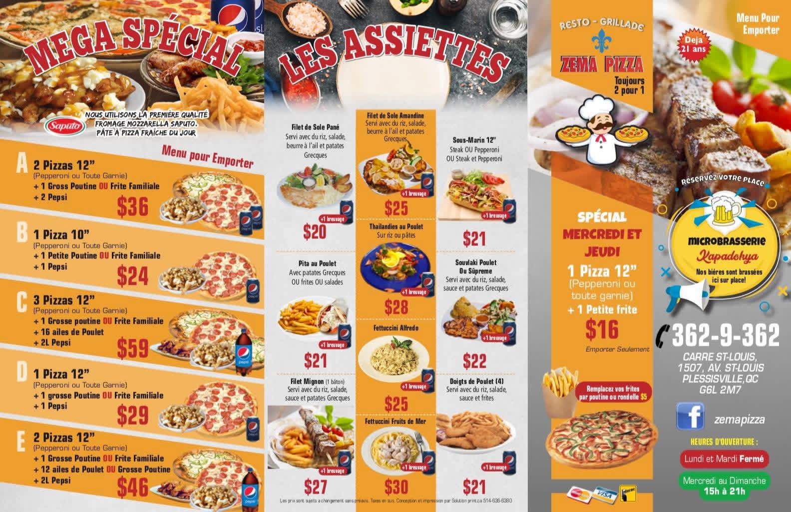 Menu pour emporter : méga spécial et assiettes